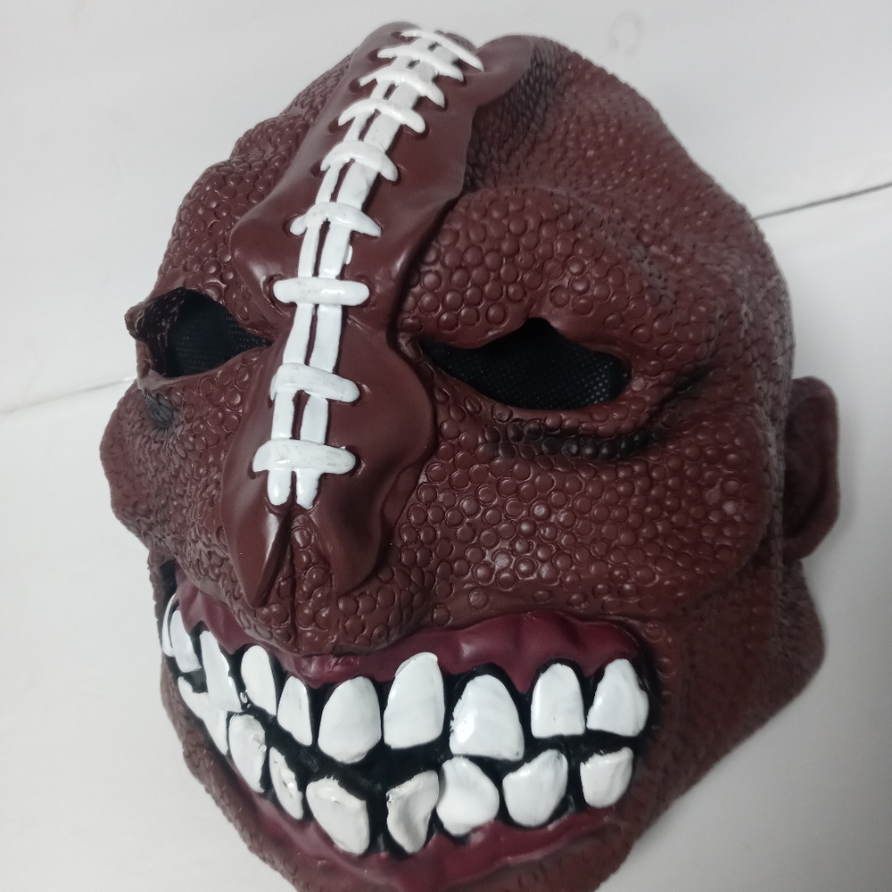 Adult Football Zombie Full Head Halloween Gridiron Monster Rubber Cosplay Brown